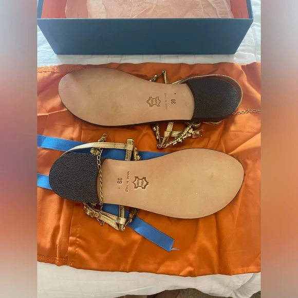 Emanuela Caruso Capri stunning green jewel sandals size 39 fit 8.5 US - Picture 8 of 13